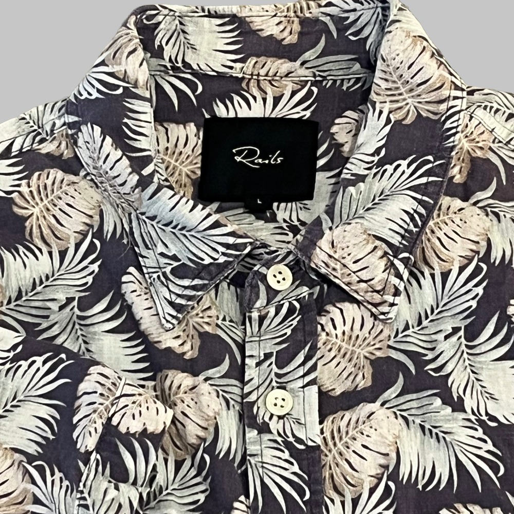 Rails Shirt Mens L Purple Tropical Linen Rayon S/S B/U